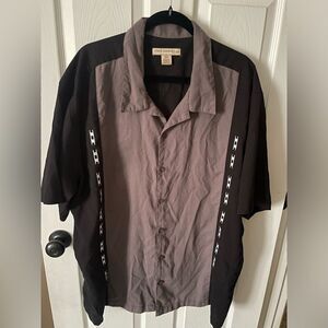Island Passport Men’s Black/gray Short Sleeve Button Down Shirt Size 2XL